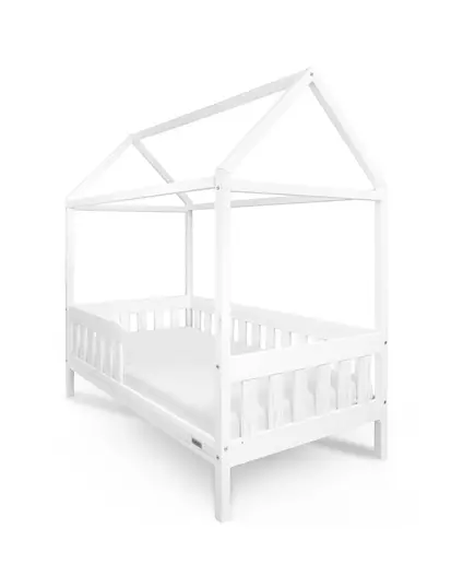 Kinderbed CASTELLO - 160x80 cm - Wit Huisbed - Met Uitvalbeveiliging