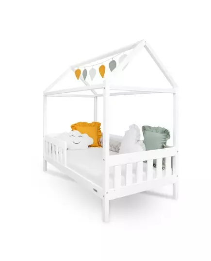 Kinderbed CASTELLO - 180x90 cm - Wit Huisbed - Met Uitvalbeveiliging
