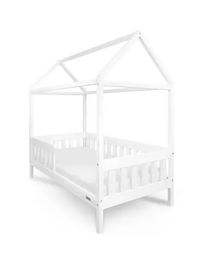 Kinderbed CASTELLO - 180x90 cm - Wit Huisbed - Met Uitvalbeveiliging