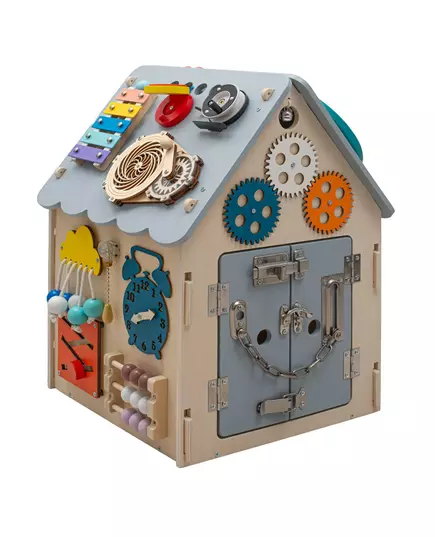 Montessori Activiteitenhuis met LED – educatief houten speelhuisje