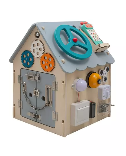 Montessori Activiteitenhuis met LED – educatief houten speelhuisje