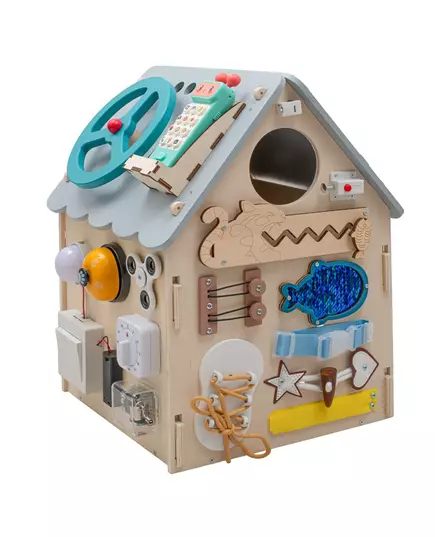 Montessori Activiteitenhuis met LED – educatief houten speelhuisje