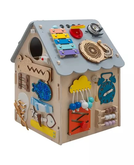 Montessori Activiteitenhuis met LED – educatief houten speelhuisje