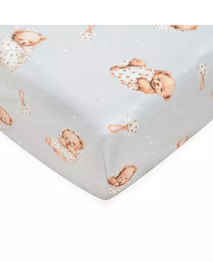 Hoeslaken Baby - Sweet Teddy Bear Grijs - 120 x 60 cm - Katoen