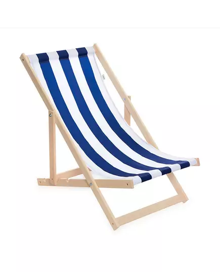 Beukenhouten Tuin- en Strandstoel blauw-wit – inklapbaar en comfortabel