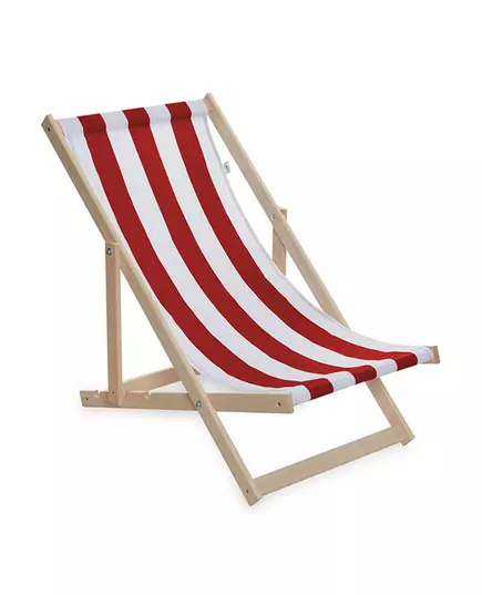 Beukenhouten Tuin- en Strandstoel rood-wit – inklapbaar en comfortabel