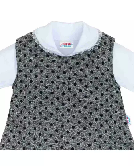 Baby Winter Tunic - Mouwloze jurk - Grijs met zwarte stippen