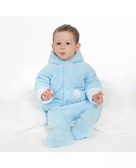 Jumpsuit - Lichtblauw - Maat 74 - Teddybeer - Warme fleece