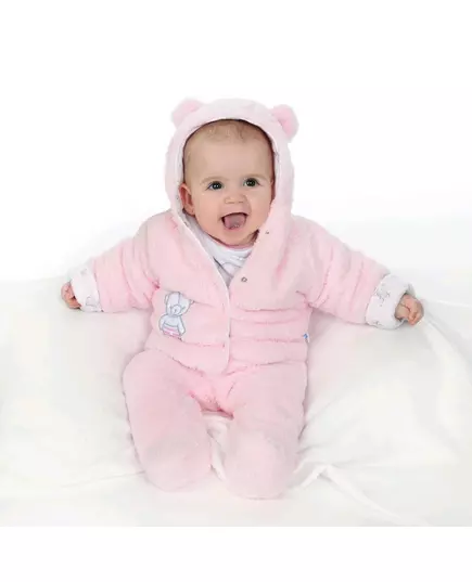Winterjas - Soft Pink - Teddybeer Capuchon - Maat 86 (12-18 maanden)