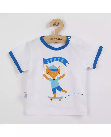 Babyset - T-shirt met vos op skateboard - Korte broek blauw