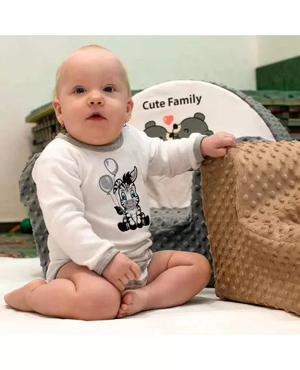 Babybroekje - Grijze en witte strepen - Borduursel zebra met ballonnen