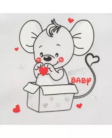 Baby onesie - White - Mouse illustratie - Maat 86 (12-18 maanden)