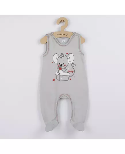 Babykleding - 2-delige set - Grijze trui met knopen - Mouwloze romper met muis en hartjes