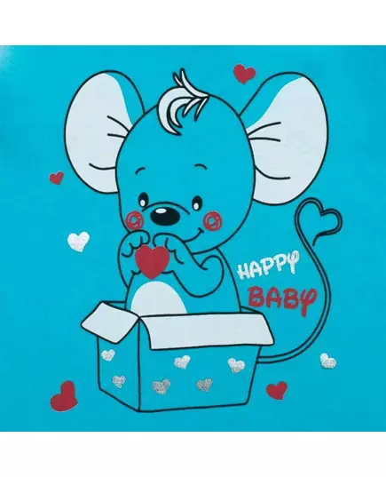 Babyset - Romper en jasje - Muizendesign - Turquoise - Maat 86 (12-18 maanden)