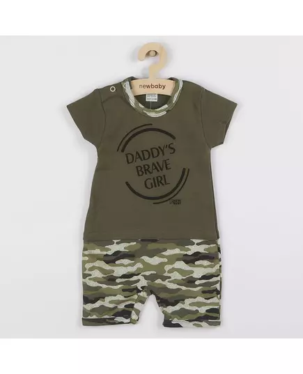 Baby overall - Olijfgroen met camouflage - Korte mouwen