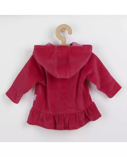 Hoodie - Gerimpelde rand - Donkerroze - Maat 80 (9-12 maanden)