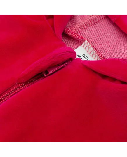 Hoodie - Gerimpelde rand - Donkerroze - Maat 80 (9-12 maanden)