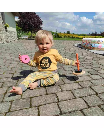 Baby T-shirt - Mosterdgeel - Maat 62 (3-6m) - "HEY YOU!"