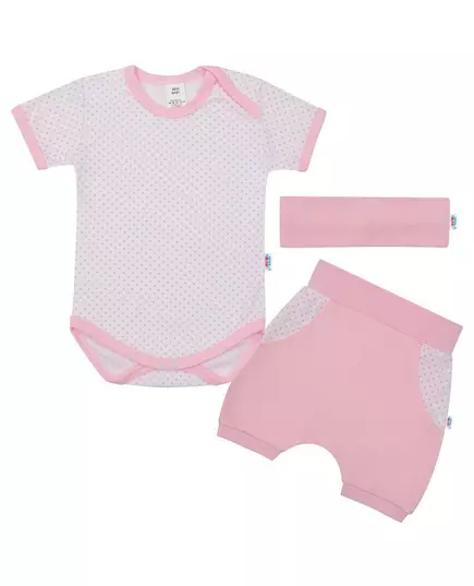 Babykleding - 3-delige set - Rompertje met stippen - Korte broek met elastische tailleband