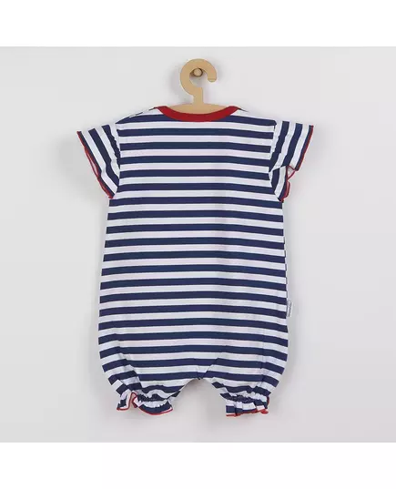 Baby Romper - Gestreept - Marineblauw met Rood-Anker - Maat 56 (0-3 maanden)