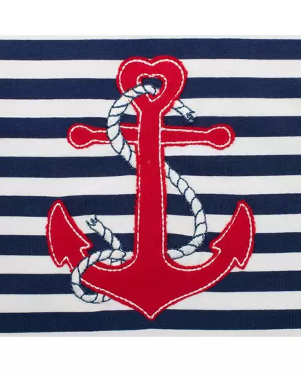 Baby Romper - Gestreept - Marineblauw met Rood-Anker - Maat 56 (0-3 maanden)