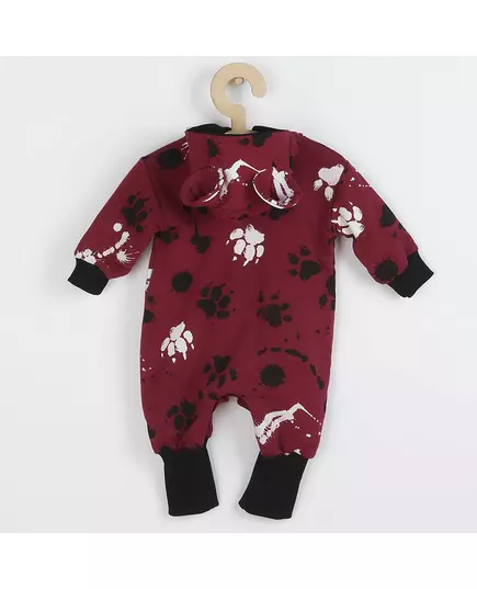 Overalls - Kap met Oortjes - Donker Bordeauxrood - Maat 62 (3-6 maanden)