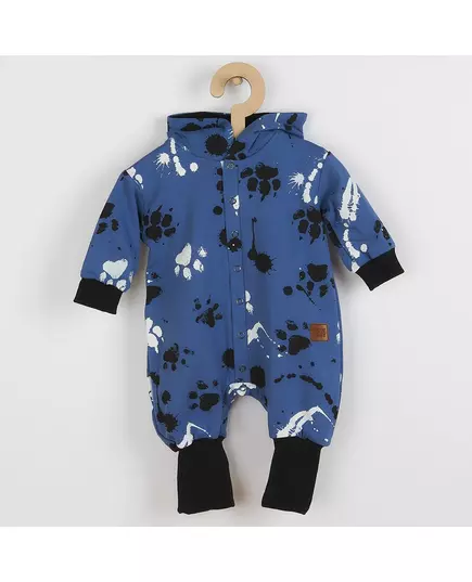 baby overall - blauwe jumpsuit - met capuchon en oortjes