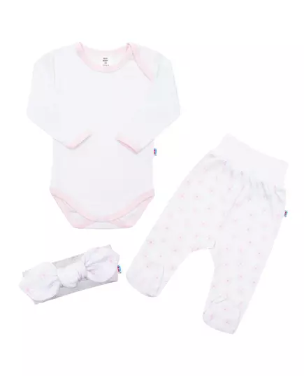 Babykleding - 3-Piece Cotton Infant Set - Witte romper met lange mouwen