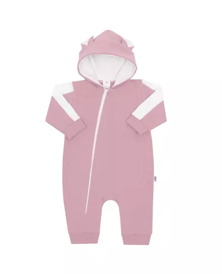 Baby jumpsuit - Roze met capuchon - Rits aan de voorkant