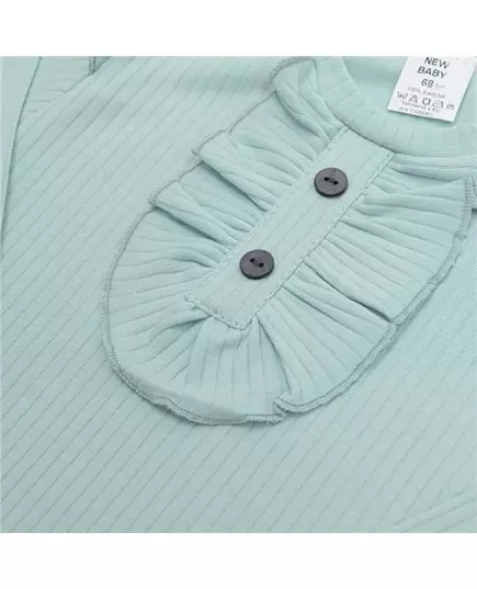 Baby body - Mintgroen - Geribbelde stof - Maat 80 (9-12 maanden)