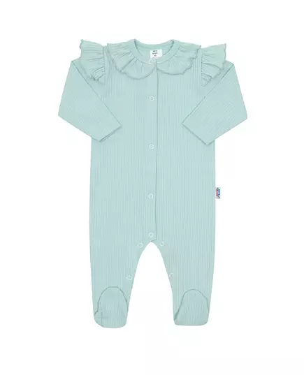 Baby Romper - Lange Mouwen - Mintgroen - Katoen - Maat 80 (9-12 maanden)
