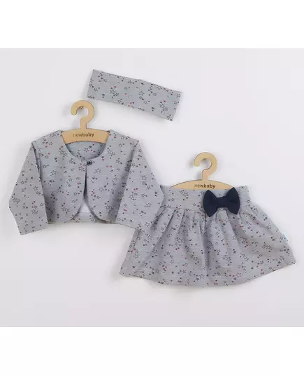 Kleding - 3-delige meisjesset - Grijze top - Rok met sterren