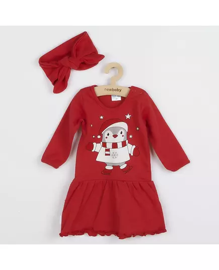 Babyjurk - Rood - Pinguïn - Haarband - Maat 86 (12-18 maanden)