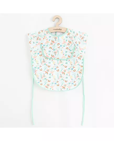 Slabbetje - 42x35 cm - Groen met regenbogen en dieren - Waterdicht