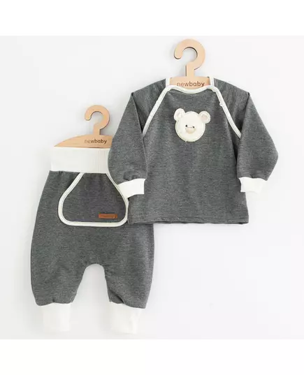 Babyoutfit - Donkergrijs shirt - Beertjes-print - 2-delige set