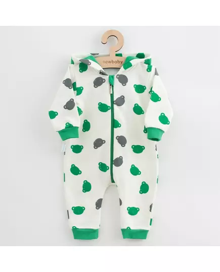 Baby Jumpsuit - Capuchon - Berenpatroon - Volle rits - Maat 62 (3-6 maanden)