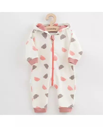 Baby Romper - Sweatsuit - Maat 86 - Roze - Beertjes - Capuchon