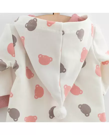 Baby Romper - Sweatsuit - Maat 86 - Roze - Beertjes - Capuchon