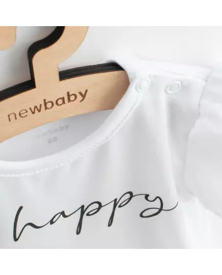 Baby Clothing - 2-Piece Set - Wit T-shirt met "be happy" tekst