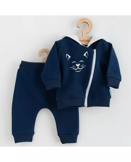Babykleding - 2-delige set - Donkerblauwe trui met capuchon