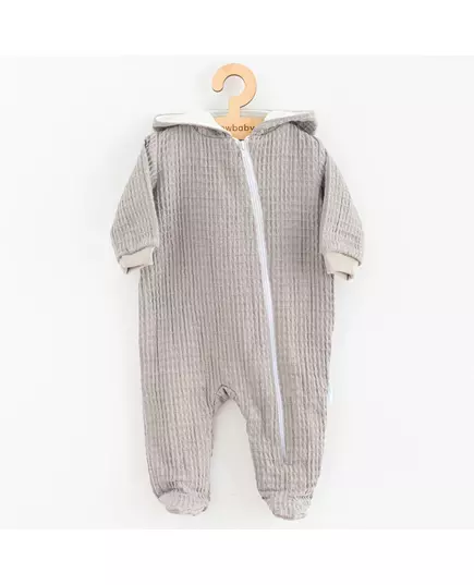 Jumpsuit - Grijs - Met capuchon - 100% katoen - Maat 80 (9-12m)