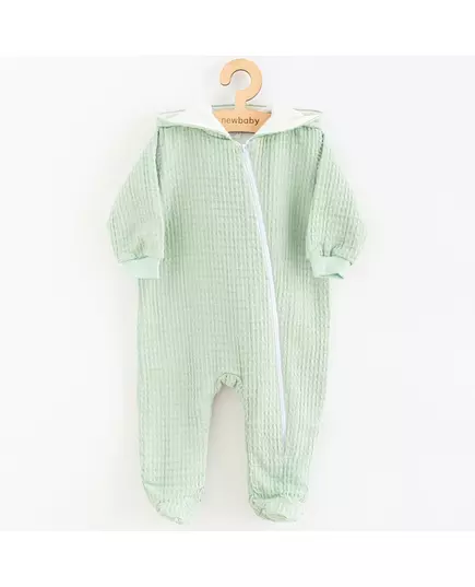 Baby Jumpsuit - Katoen - Met capuchon - Sage - Maat 80 (9-12m)
