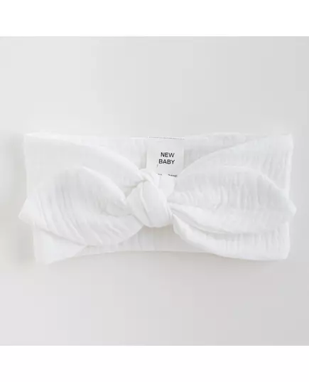 Hoofdband - Katoen - Wit - Strik - Universele maat - Babyaccessoire