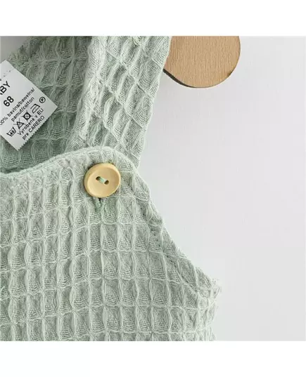 Jurkje - Katoen - Lichtgroen - Maat 80 (9-12 maanden) - Gewafeld patroon