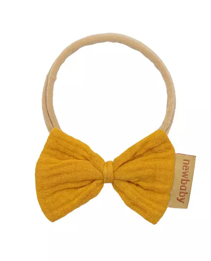 Haarband - Mustardgele strik - Elastische band - Accessoires voor baby's