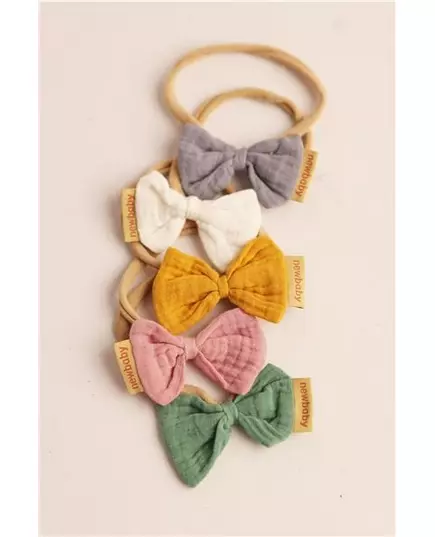 Haarband - Mustardgele strik - Elastische band - Accessoires voor baby's