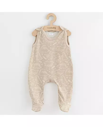 Baby romper - Beige - Dino patroon - Maat 74 (6-9 maanden)