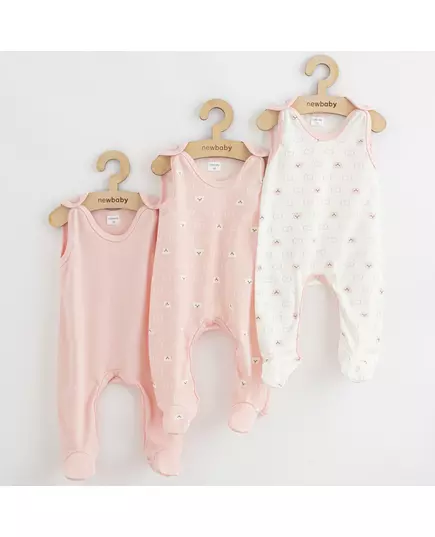Baby rompers - 3-delige set - Maat 74 (6-9 maanden) - Roze en wit