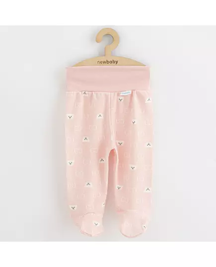 Babybroekje - Roze - Beertjes - Elastische tailleband - Voetjes