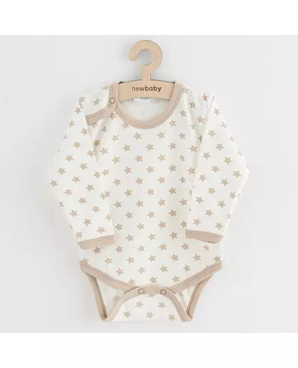 Baby body - Lange mouwen - Sterren beige - Maat 80 (9-12 maanden)